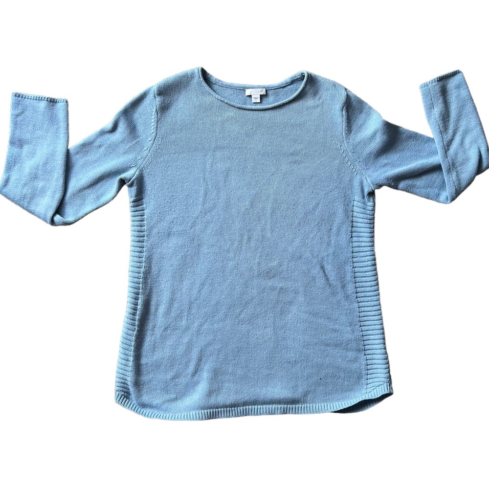 J. Jill light sky blue oversized merino wool blend sweater ribbed sides s